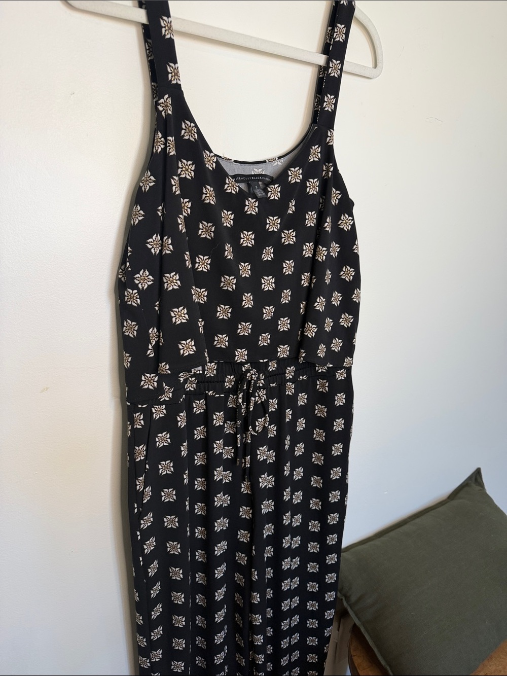 White House Black Market Black Jumpsuit with Cream Floral Print - Picture 3 of 5